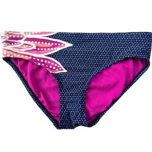 Title Nine Floral Placed Print Bikini Swim Bottoms Size S Small Blue Pink Beach